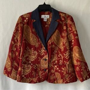 Erin London Petite Size PXL Paisley Flowered Brocade Jacket